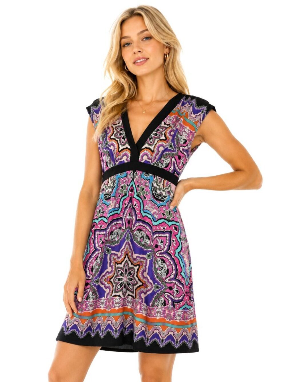 Vintage ECI New York Multicolor Silk A-Line Dress